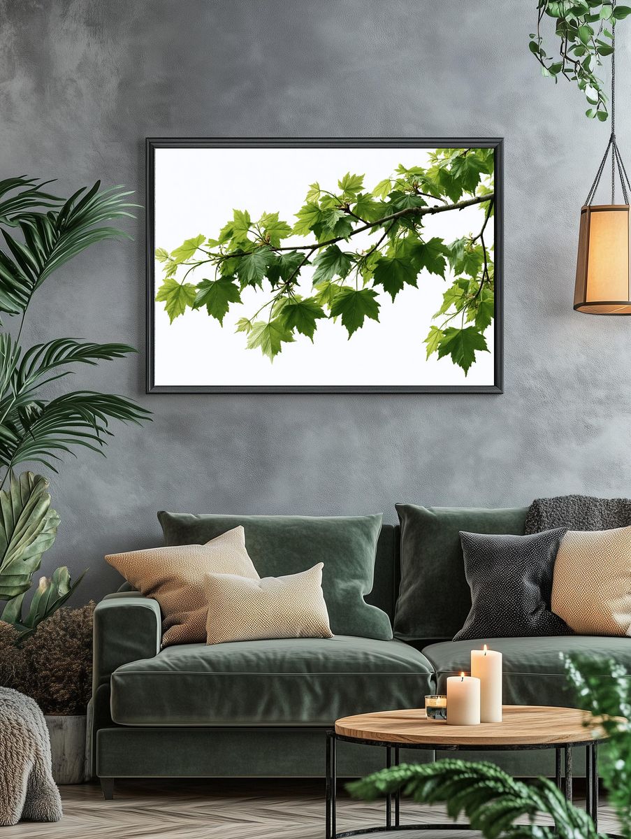Green Maple Branch Botanical Print. — room view 4