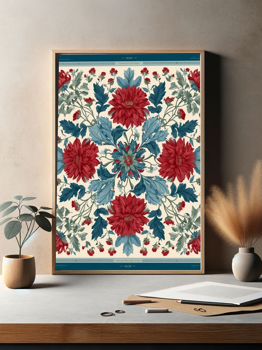 Floral Medallion Botanical Print. — room view 2