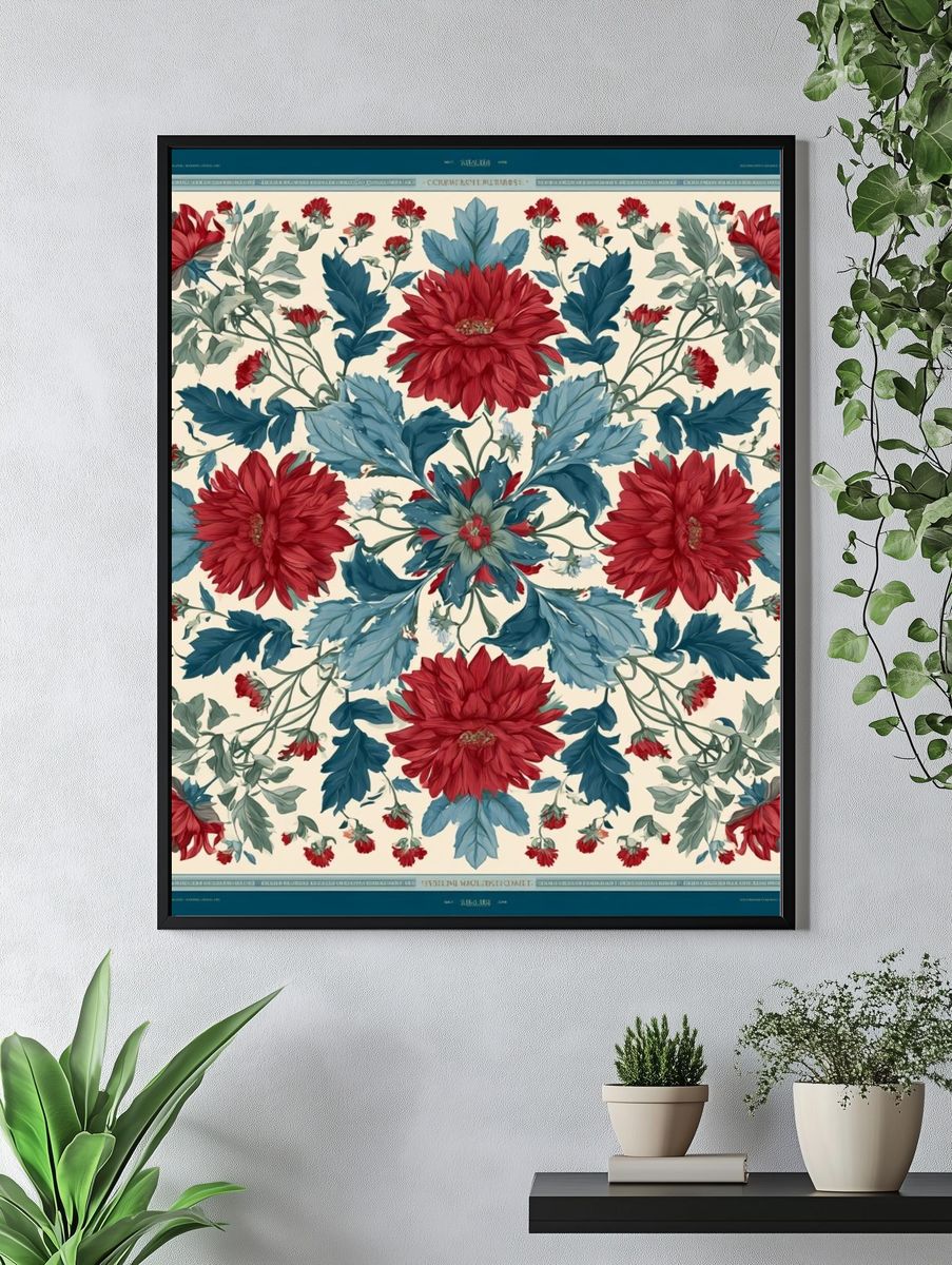 Floral Medallion Botanical Print. — room view 4