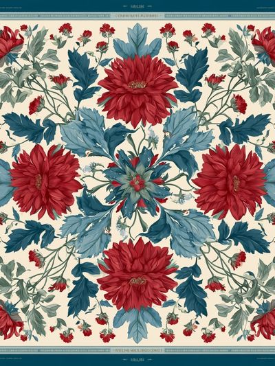 Floral Medallion Botanical Print.