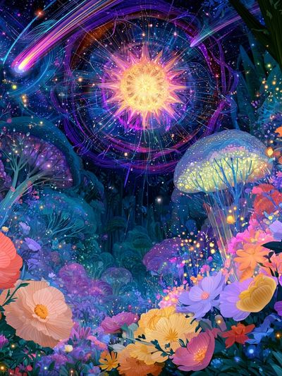 Enchanted Neon Garden Print.