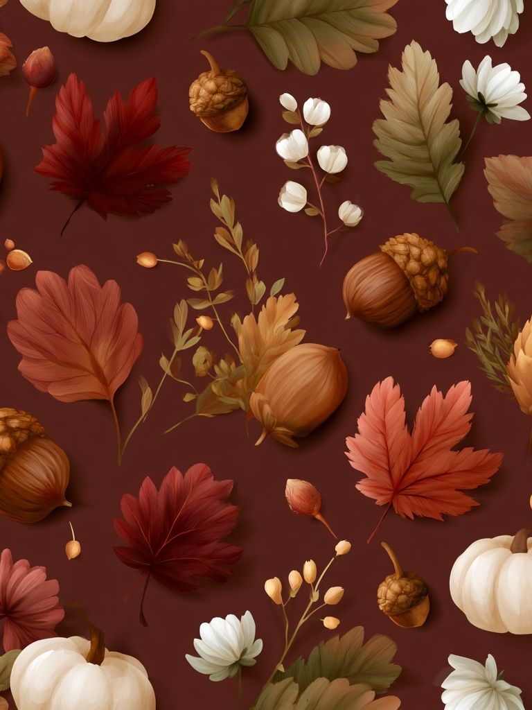 Autumn Leaves and Acorns Botanical Poster. poster detail