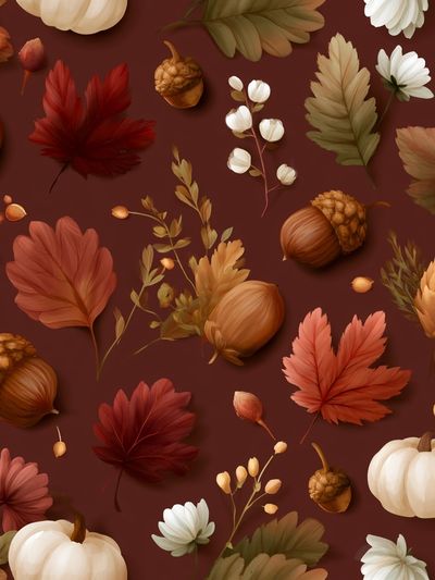 Autumn Leaves and Acorns Botanical Poster.