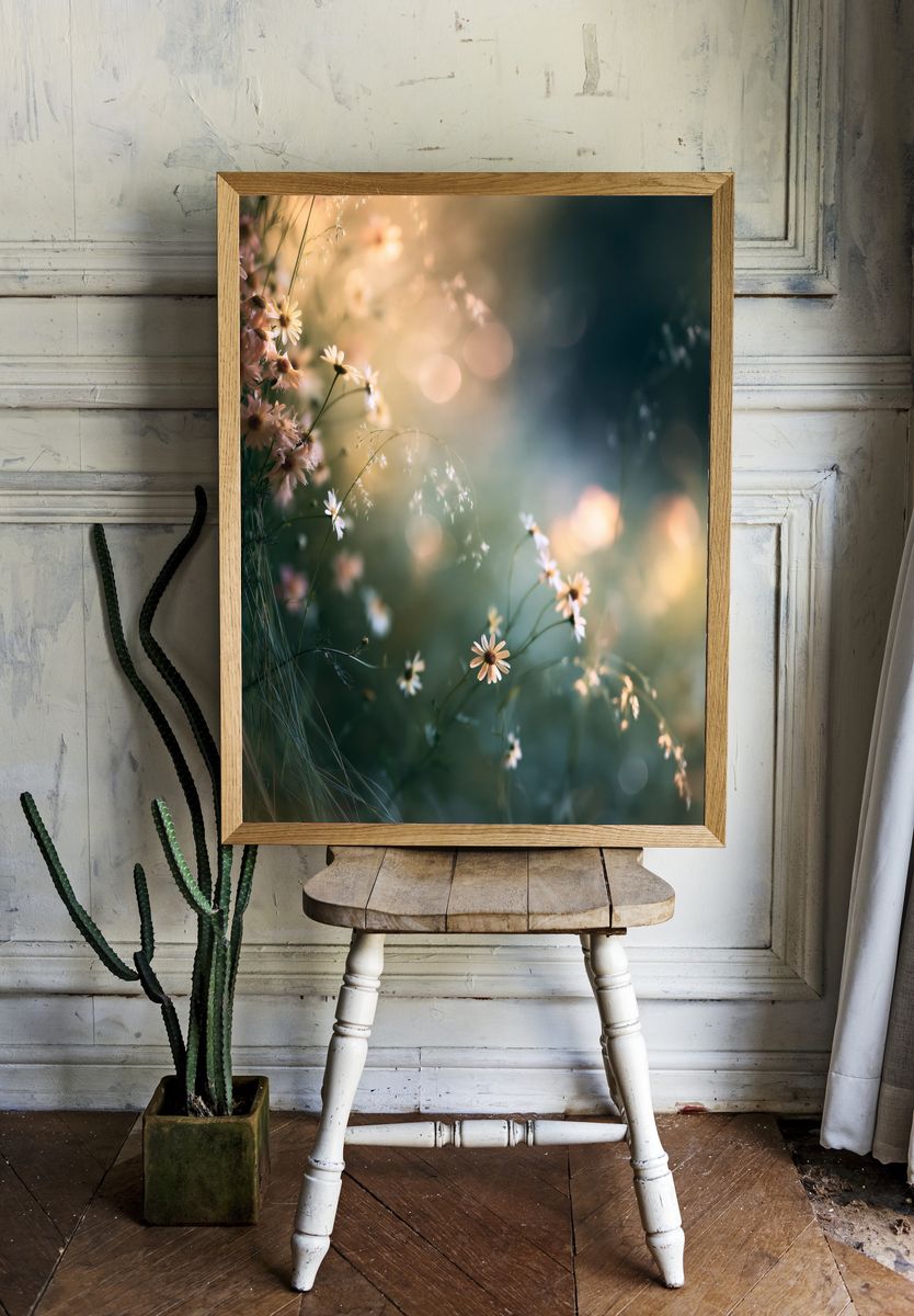 Dreamy Wildflower Meadow Print. room preview