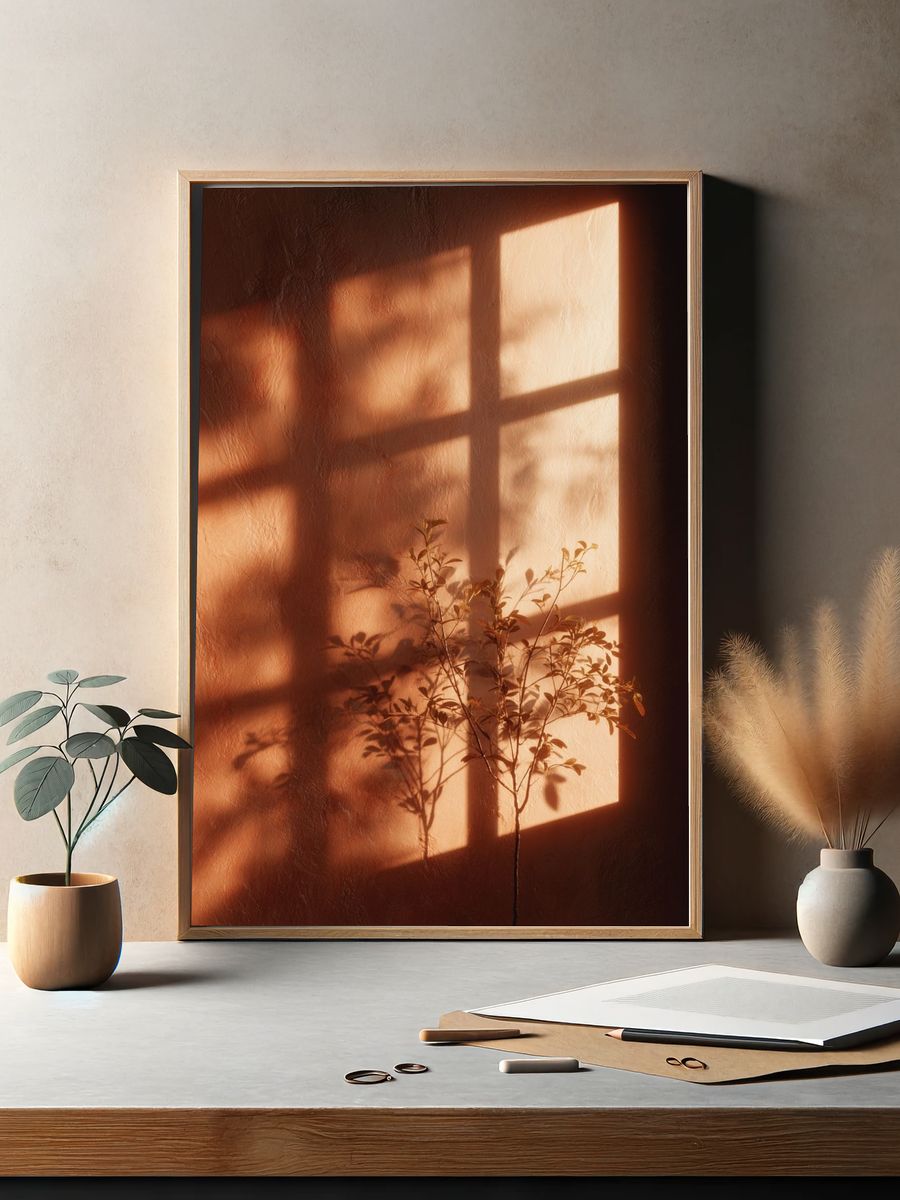 Sunlit Botanical Shadow Poster. — room view 2