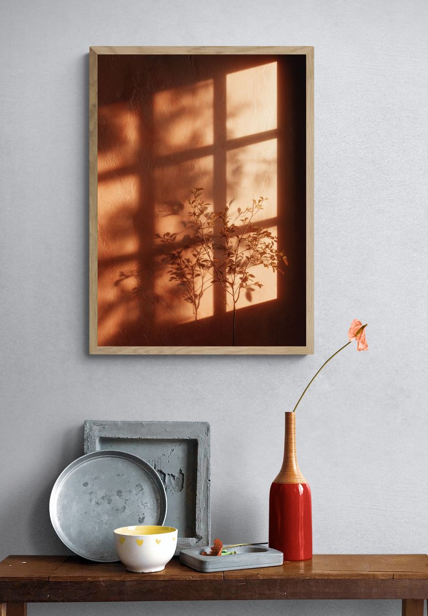 Sunlit Botanical Shadow Poster. — room view 3