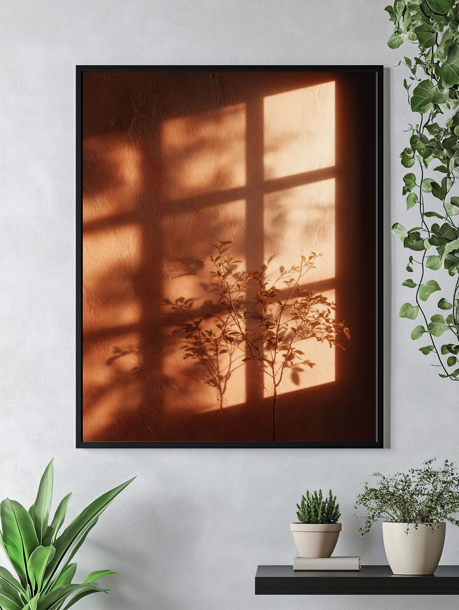 Sunlit Botanical Shadow Poster. — room view 4