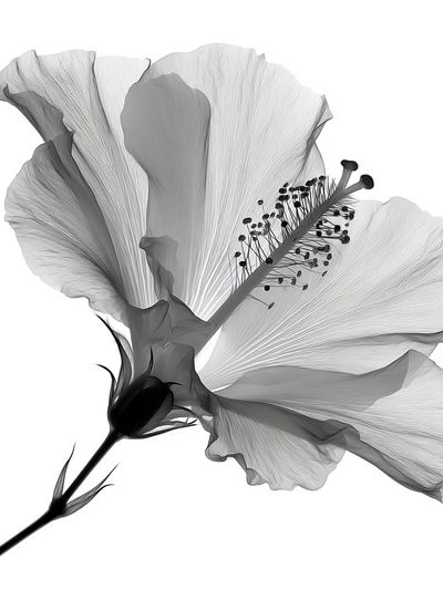 Hibiscus Bloom Black-White Print. poster