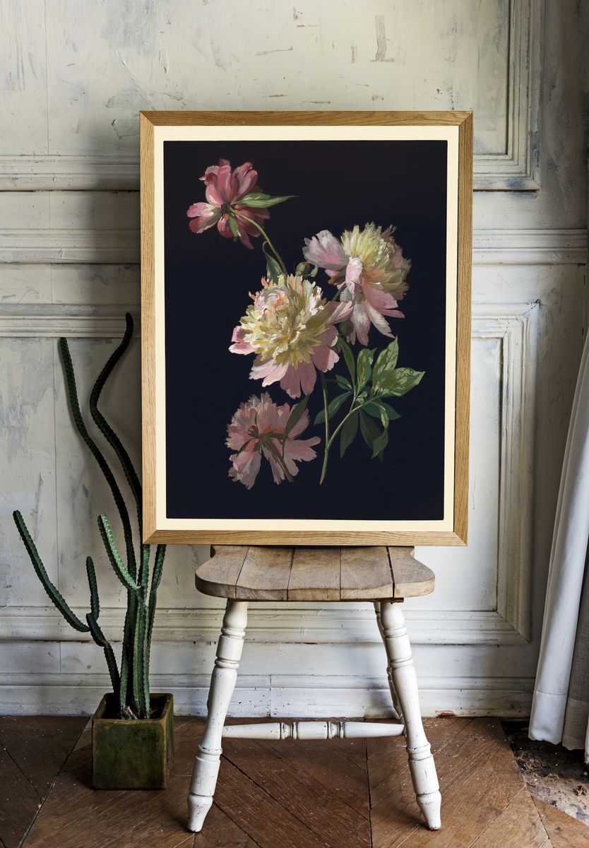 Flower Study, Peonies (1900), vintage. — room view 1