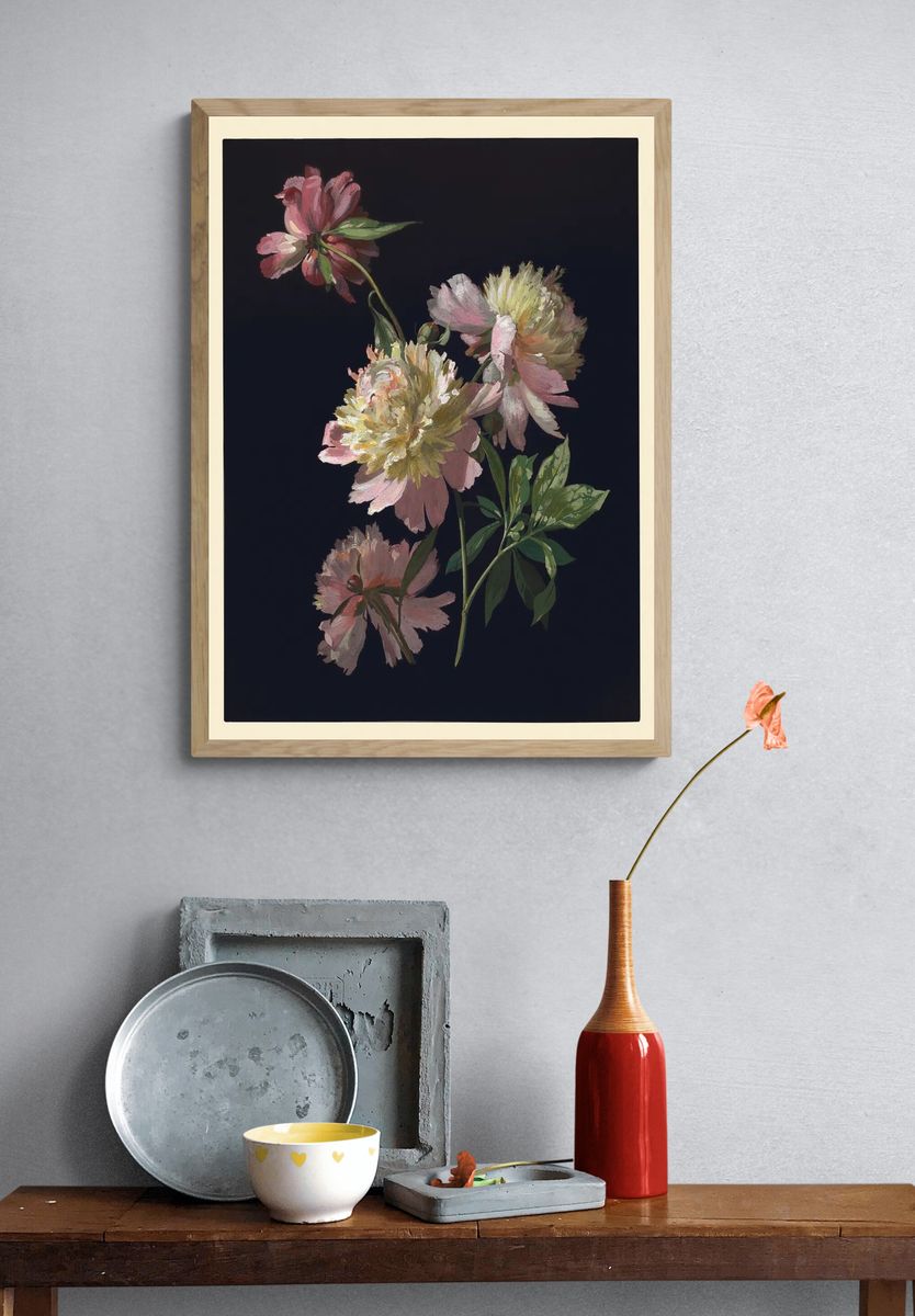 Flower Study, Peonies (1900), vintage. — room view 3