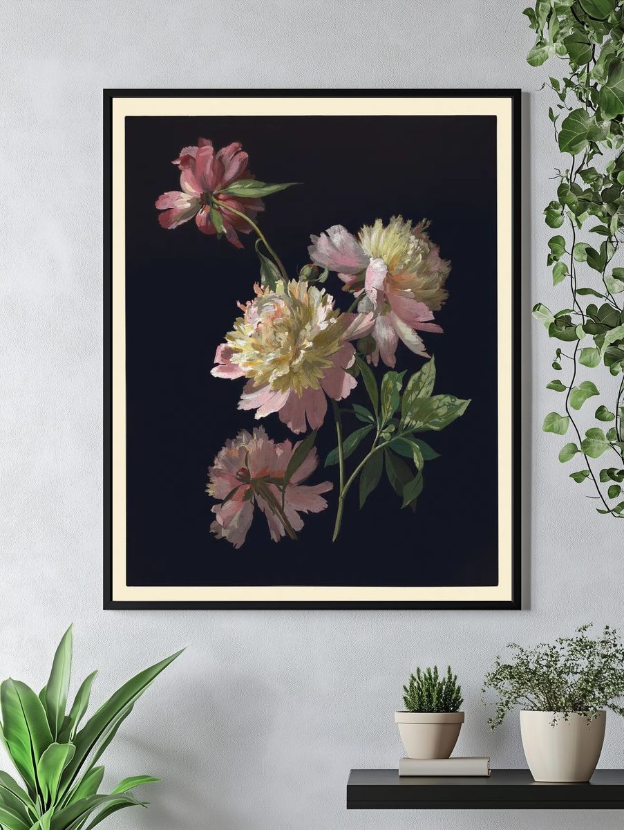 Flower Study, Peonies (1900), vintage. — room view 4