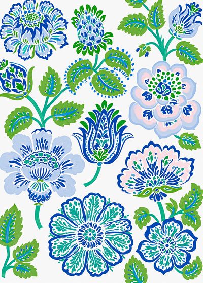 Blue Floral Pattern Poster.