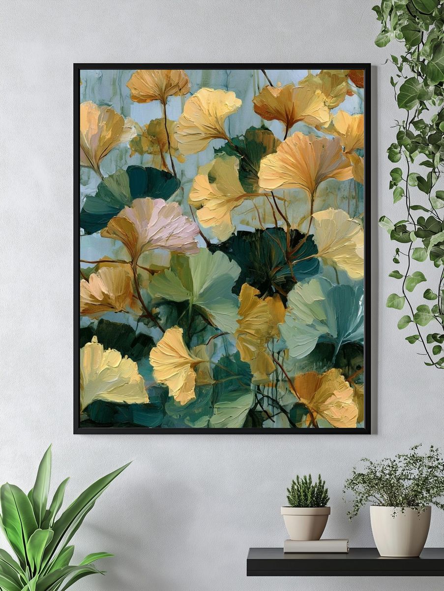 Ginkgo Leaves Botanical Print. — room view 4
