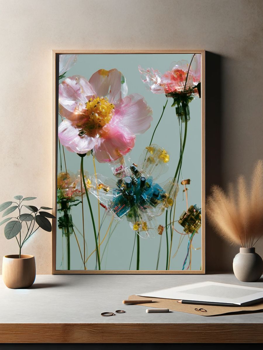 Translucent Floral Sculpture Print. — room view 2