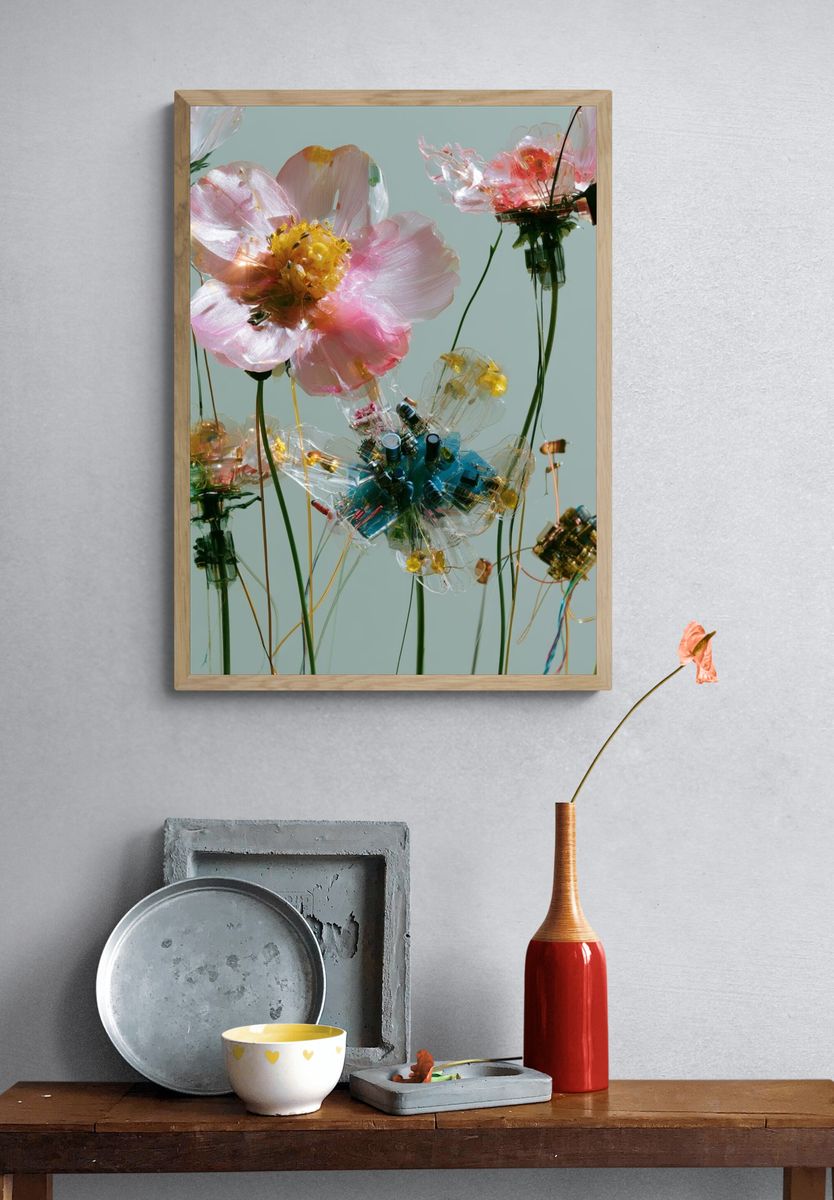 Translucent Floral Sculpture Print. — room view 3