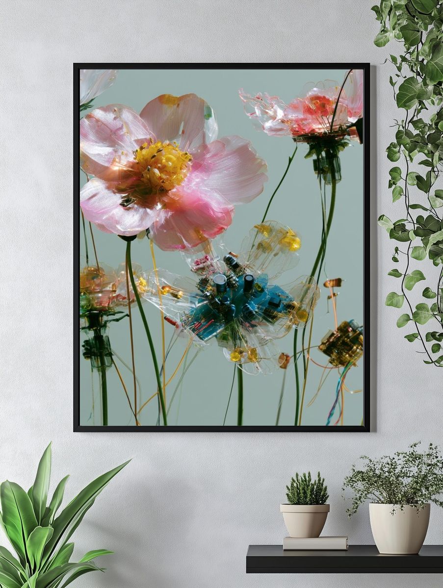 Translucent Floral Sculpture Print. — room view 4