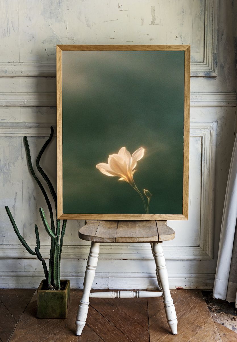 Soft Bloom Botanical Print. room preview