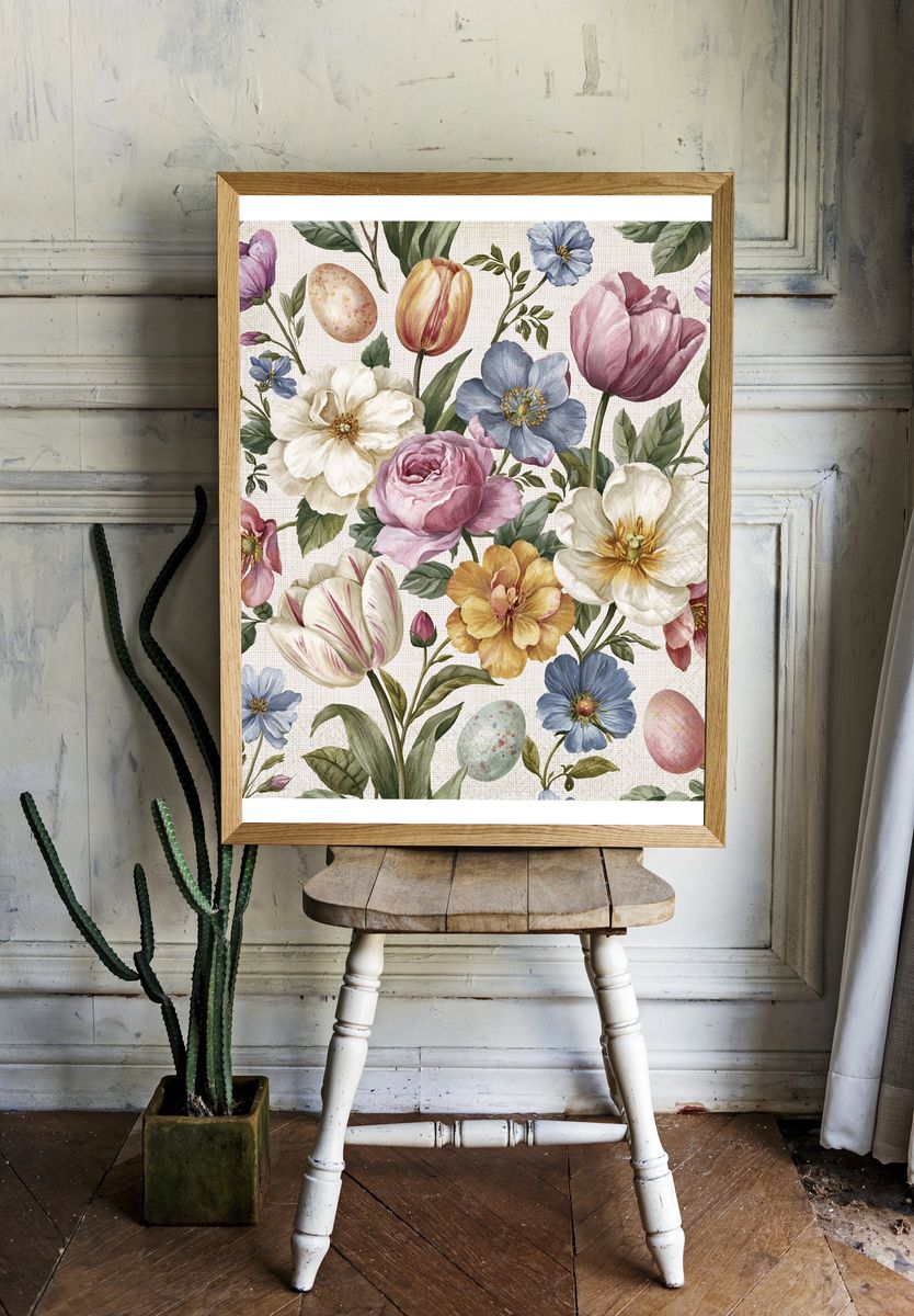 Pastel Floral Easter Print. room preview