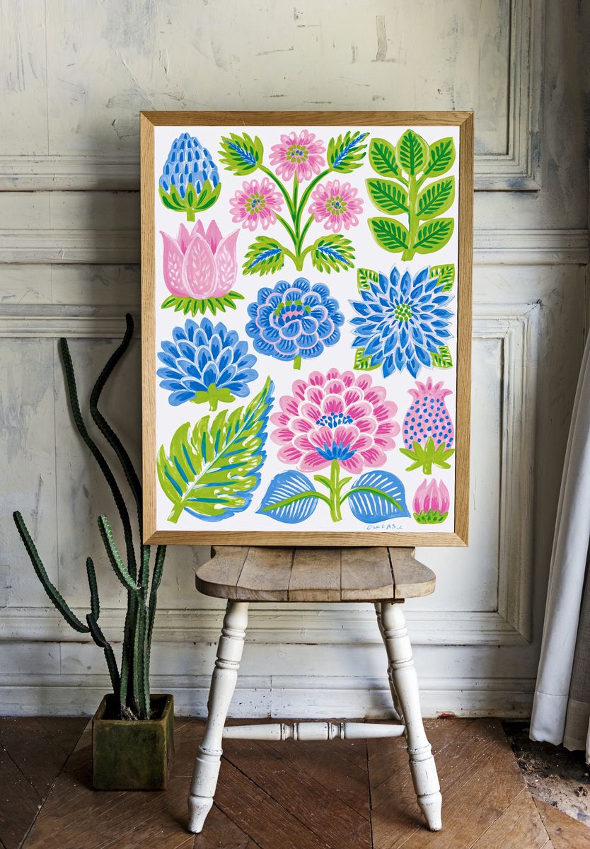 Floral Garden Illustration Poster. — room view 1