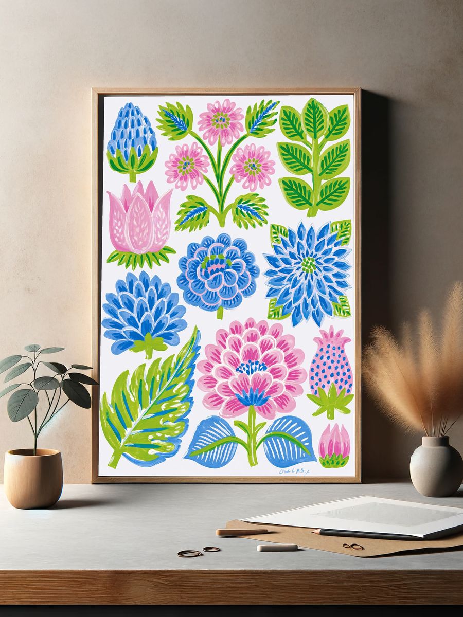 Floral Garden Illustration Poster. — room view 2