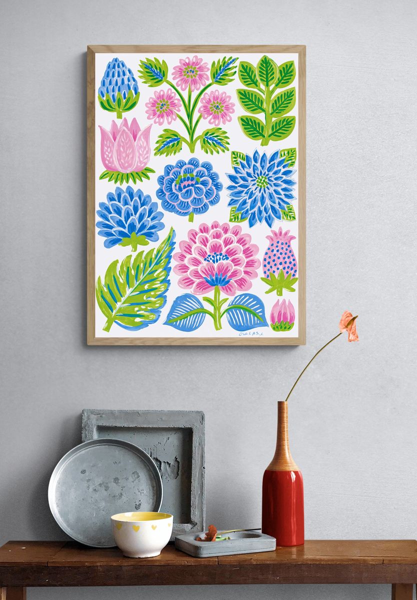 Floral Garden Illustration Poster. — room view 3