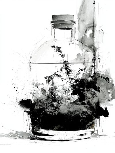Botanical Bottle Ink Poster.