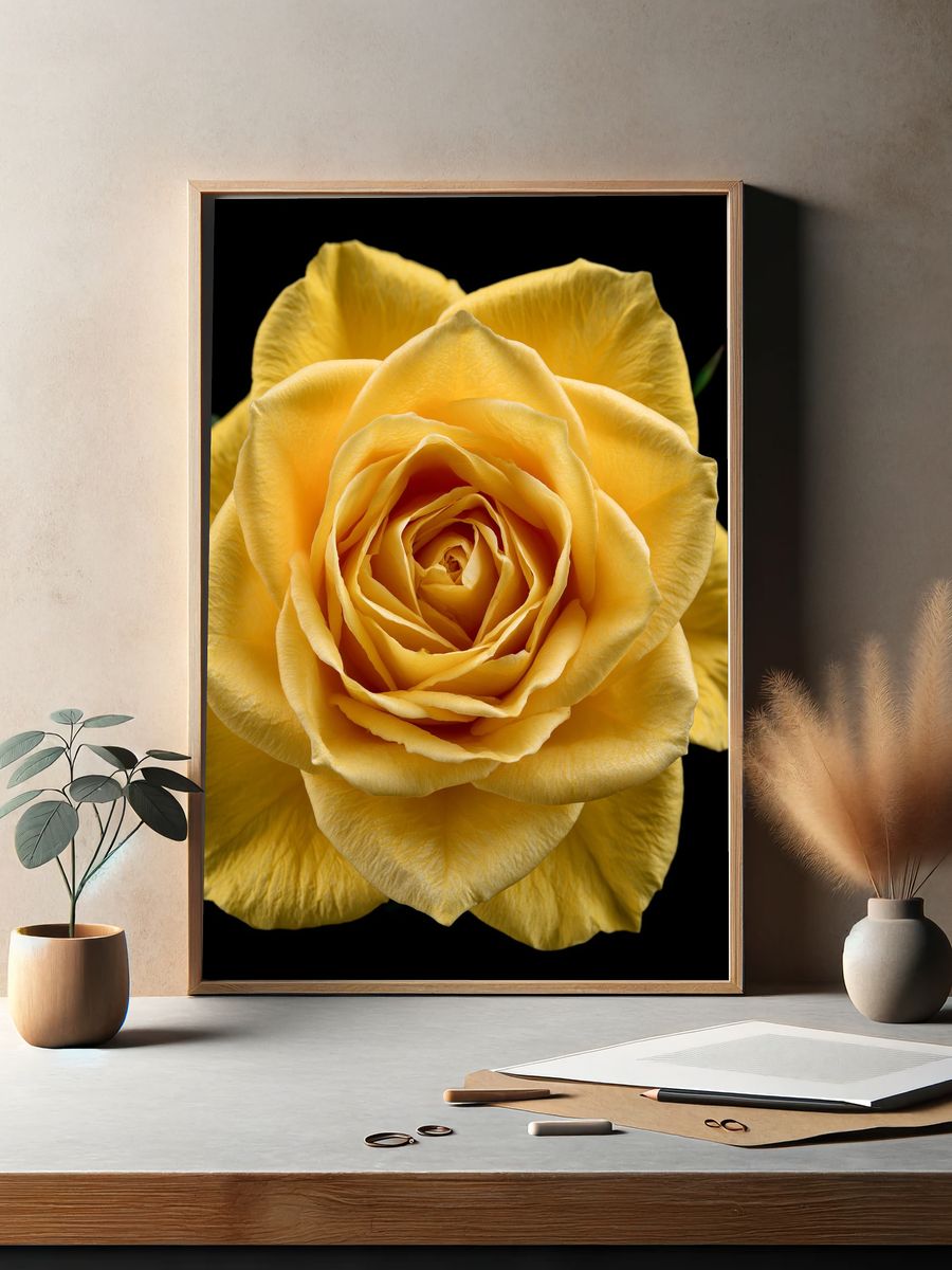 Yellow Rose Botanical Print. — room view 2