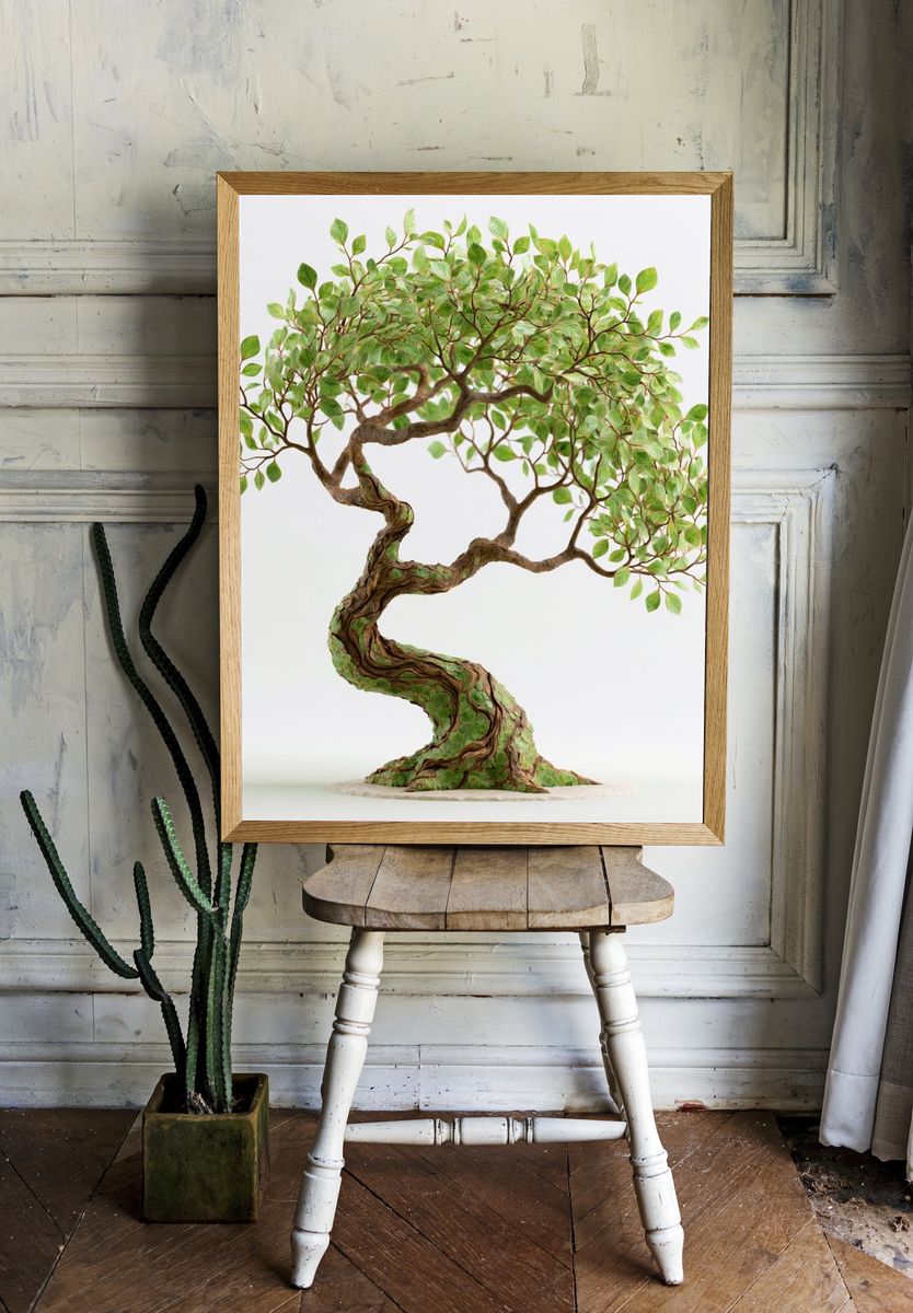 Bonsai Tree Illustration Poster. room preview