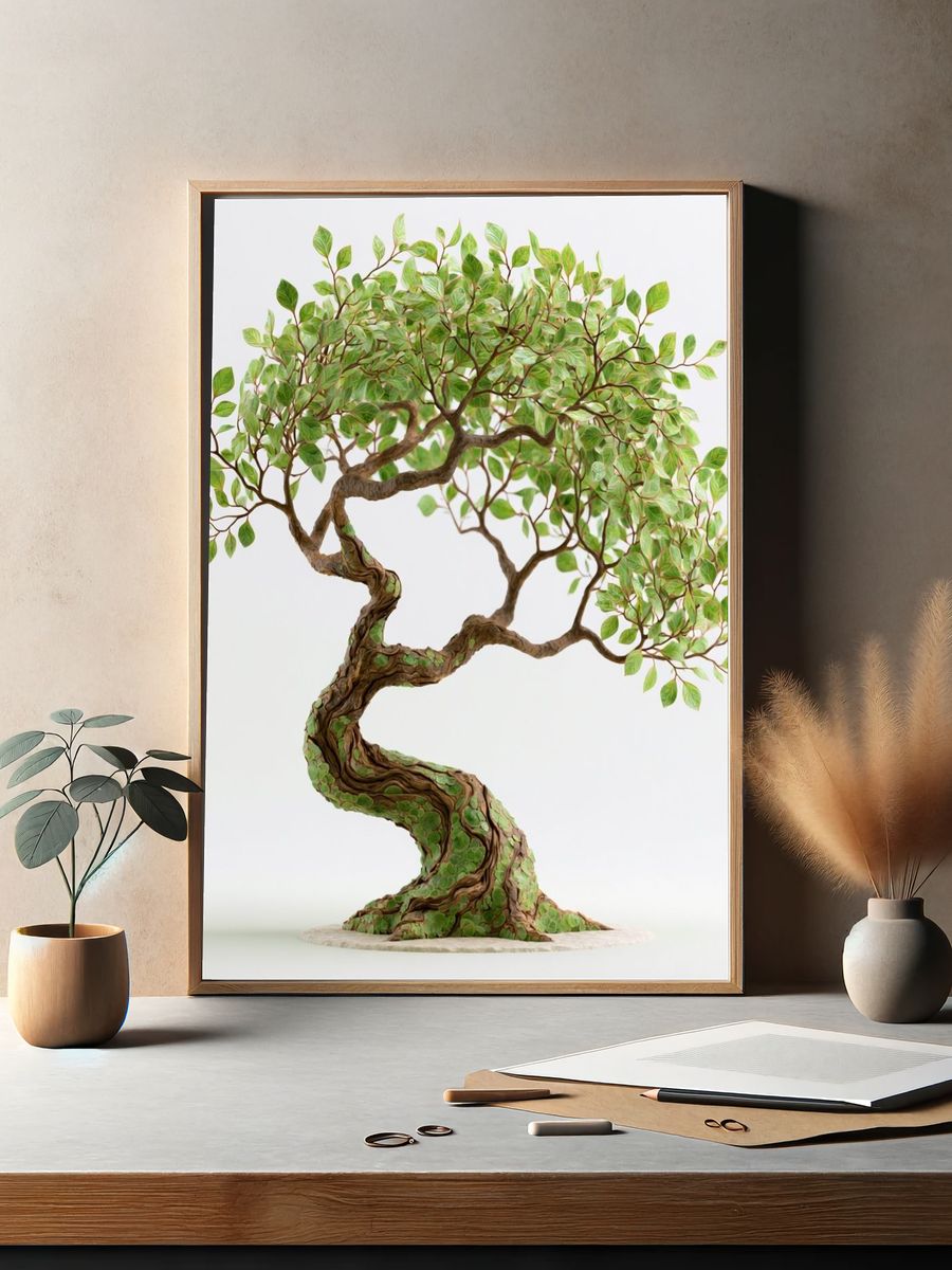 Bonsai Tree Illustration Poster. — room view 2