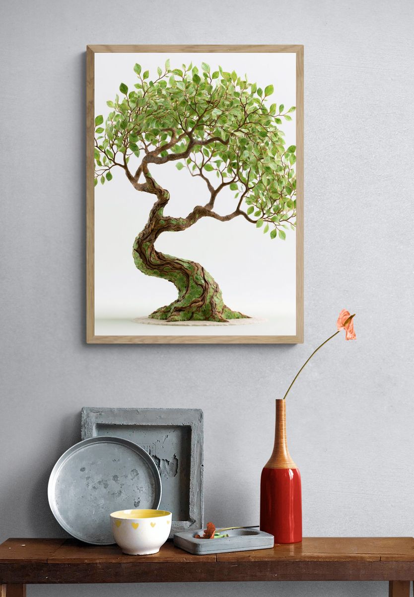 Bonsai Tree Illustration Poster. — room view 3