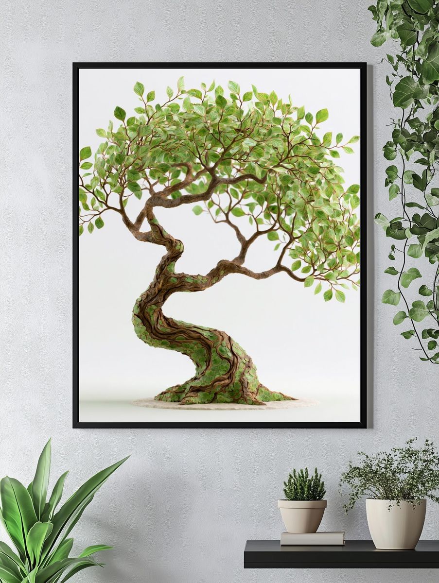 Bonsai Tree Illustration Poster. — room view 4
