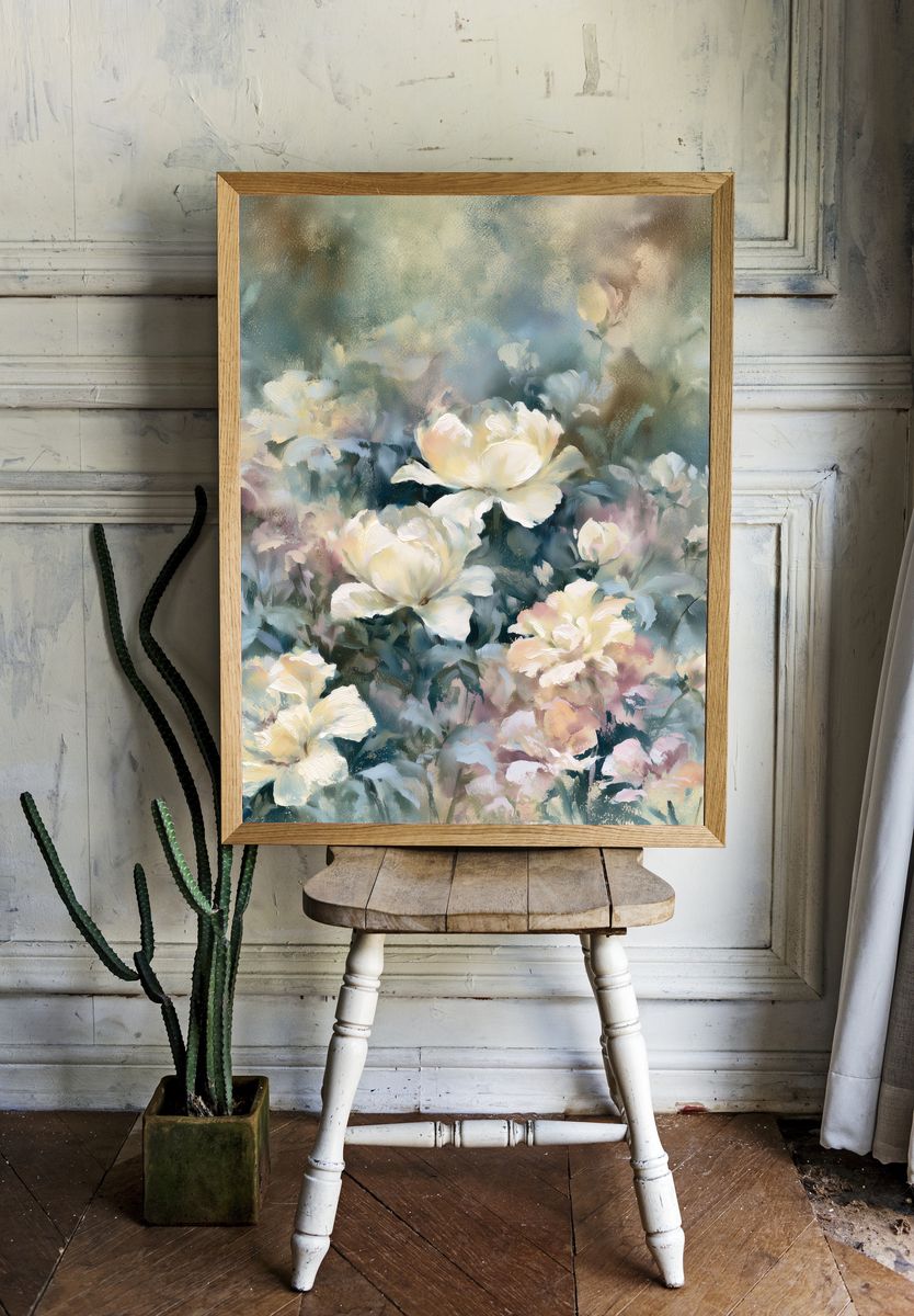 Pastel Peonies Floral Print. room preview