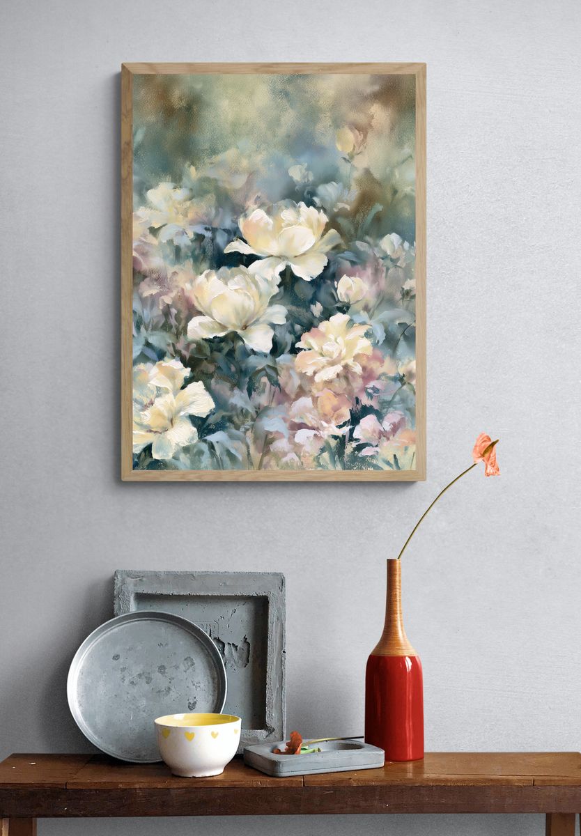 Pastel Peonies Floral Print. — room view 3