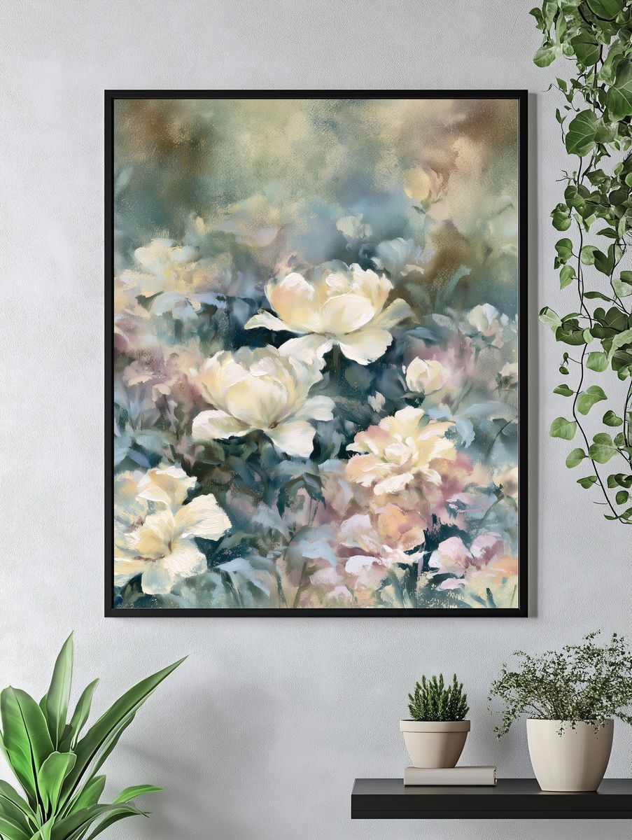 Pastel Peonies Floral Print. — room view 4