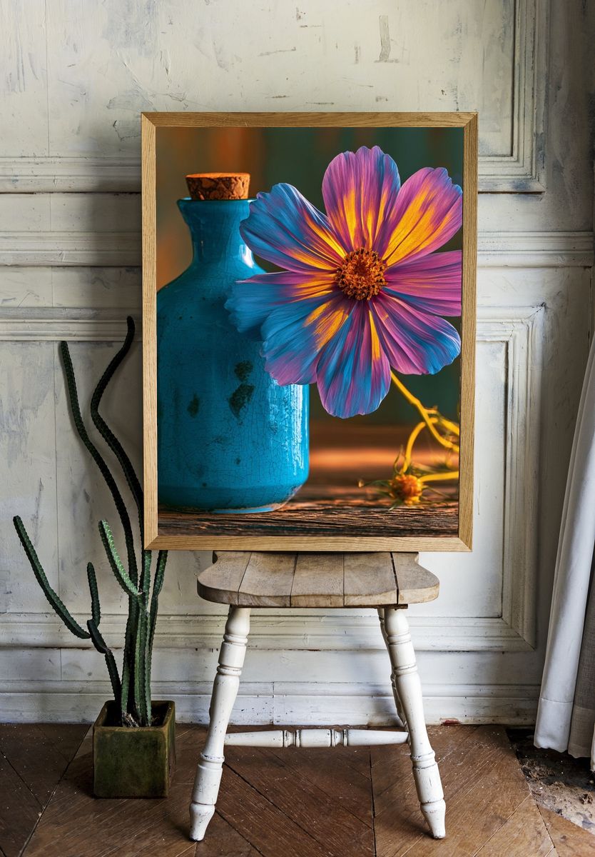 Cosmic Cosmos Flower Still Life Poster. room preview