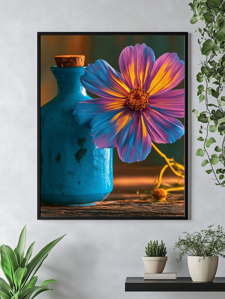 Cosmic Cosmos Flower Still Life Poster. — room view 4