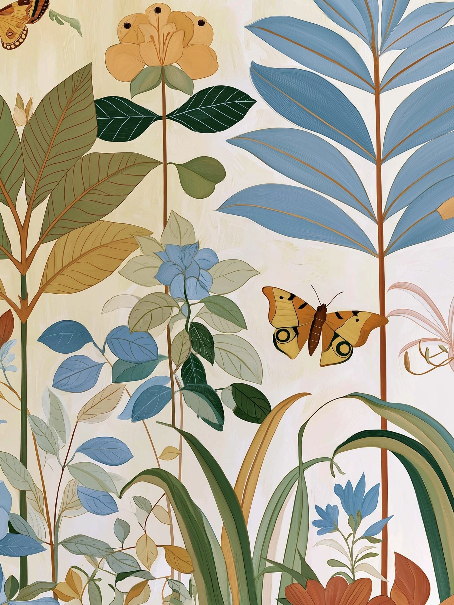 Botanical Butterfly Garden Illustration Poster. poster detail