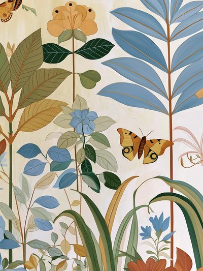 Botanical Butterfly Garden Illustration Poster.