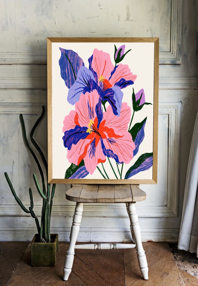 Bold Hibiscus Floral Print. room preview