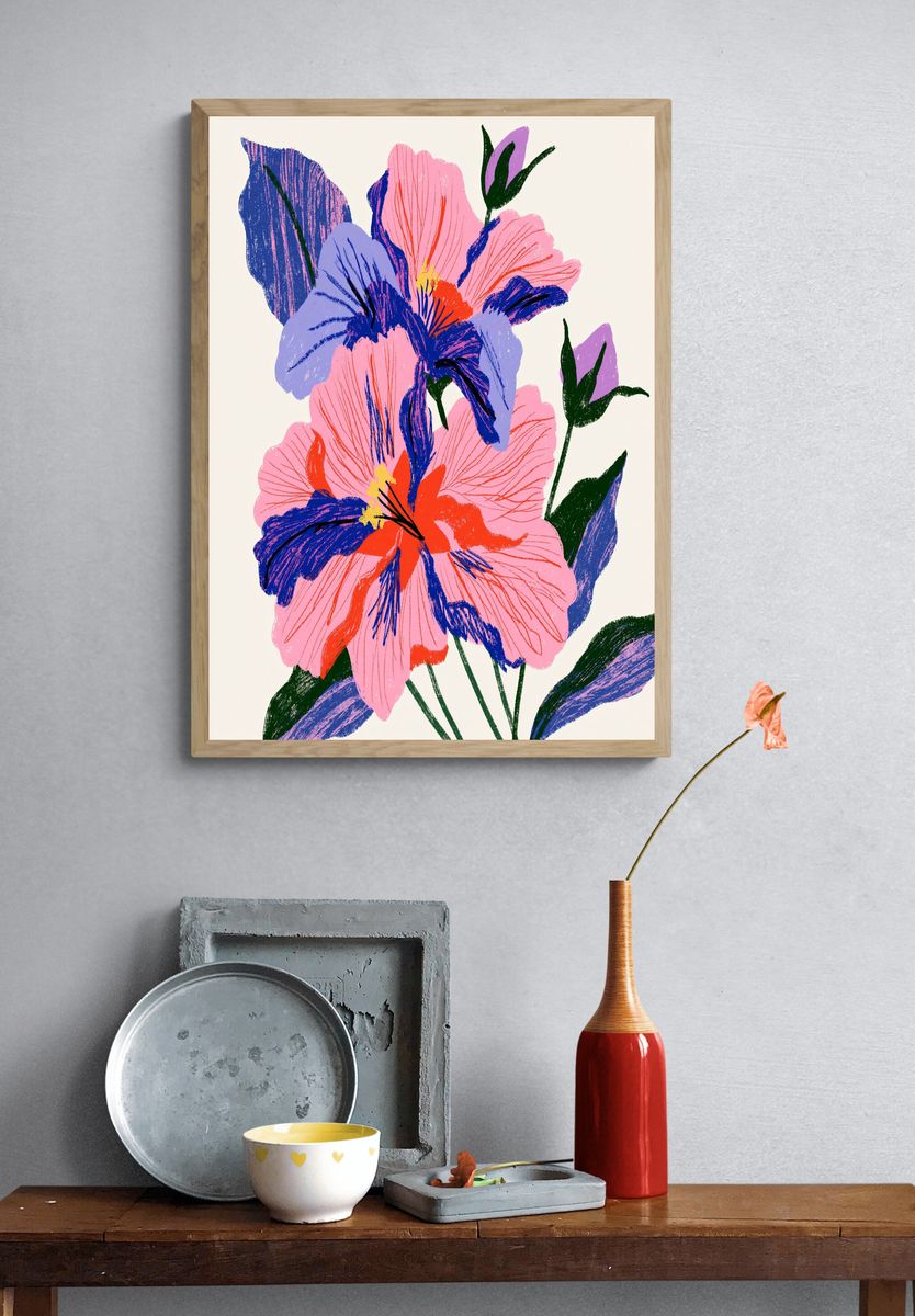 Bold Hibiscus Floral Print. — room view 3