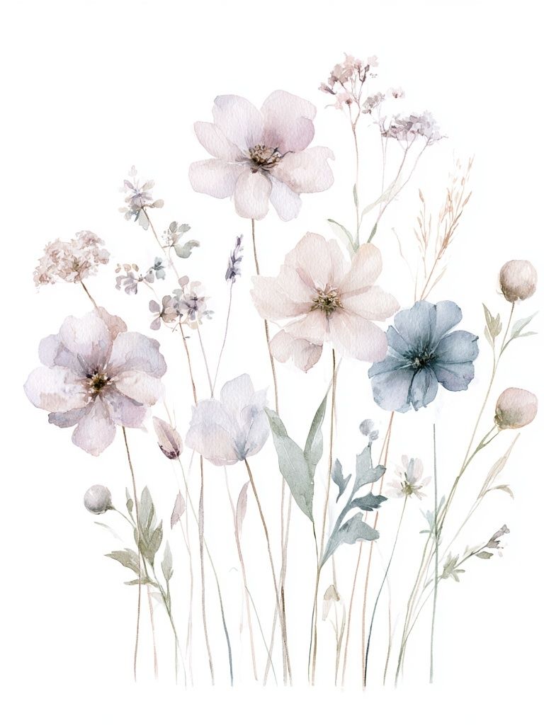 Pastel Wildflower Bouquet Print. poster detail