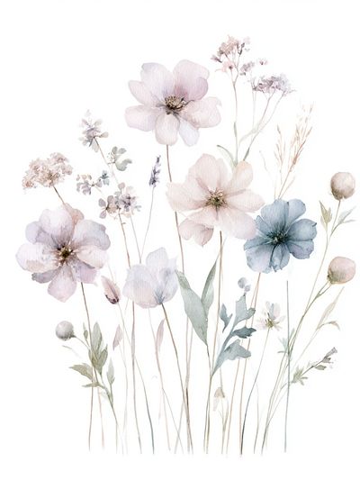 Pastel Wildflower Bouquet Print.