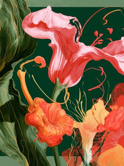 Tropical Floral Botanical Print. poster