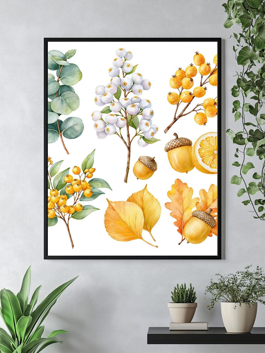 Autumn Botanical Watercolor Print. — room view 4