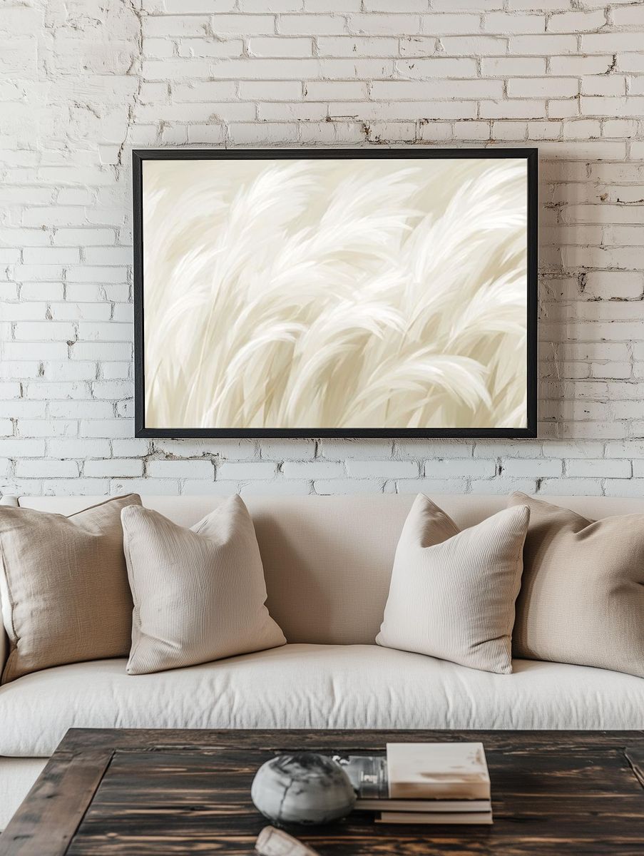 Soft Pampas Grass Botanical Print. — room view 1