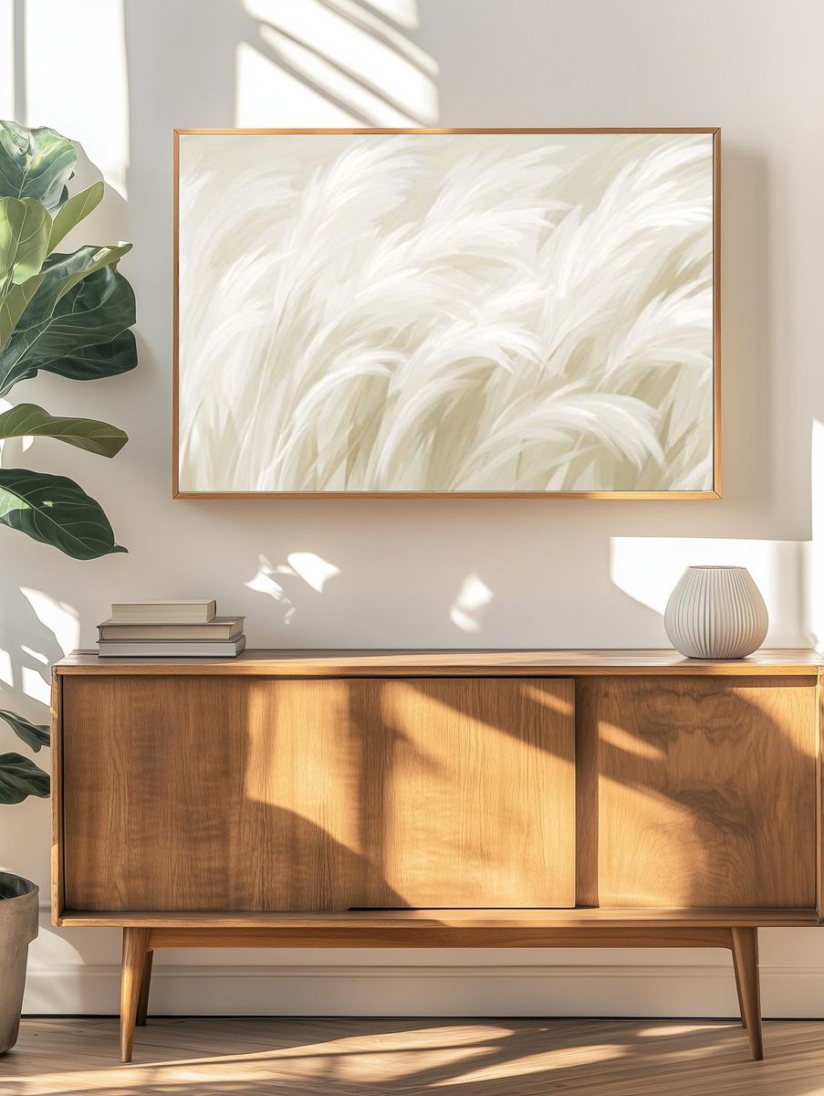 Soft Pampas Grass Botanical Print. — room view 3