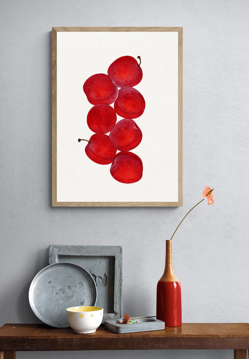 Vintage plums illustration. — room view 3