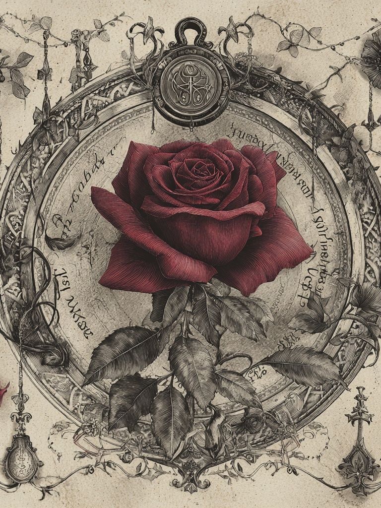 Crimson Rose Vintage Print. poster detail