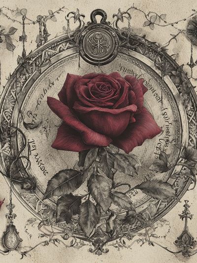 Crimson Rose Vintage Print.