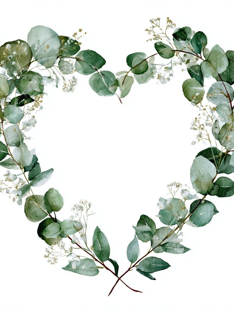 Eucalyptus Heart Wreath Print. poster — botanical art